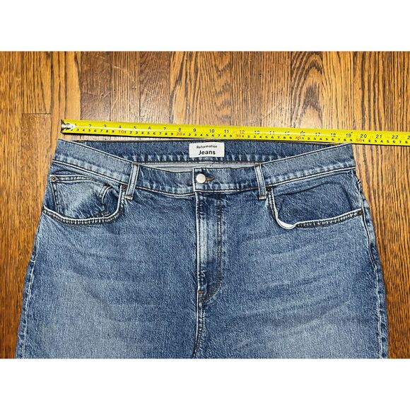 REFORMATION Blue Liza High Rise Straight Leg Denim Jeans  Women's Plus Size 38 - Picture 7 of 10
